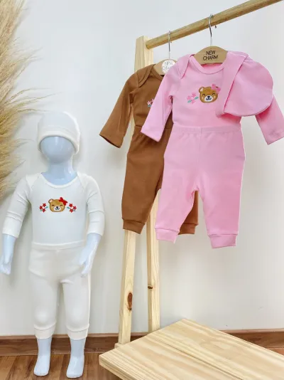 CONJUNTO FEMININO INFANTIL BODY MANGA LONGA+CALÇA+TOUC