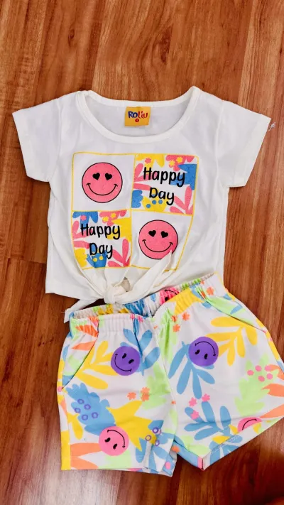 CONJUNTO FEMININO INFANTIL SEM MANGA+SHORTS R01