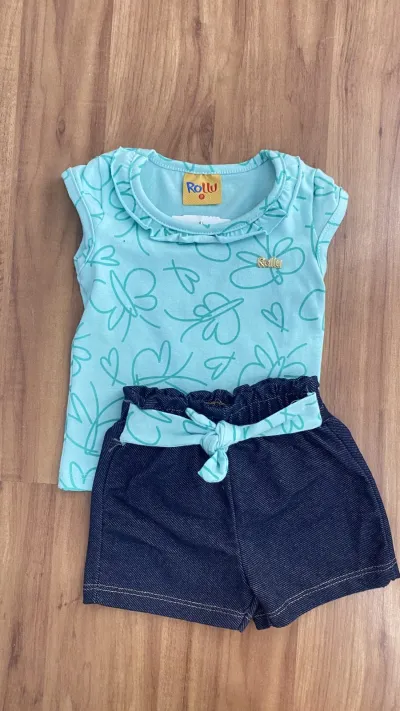 CONJUNTO FEMININO INFANTIL SEM MANGA+SHORTS R01
