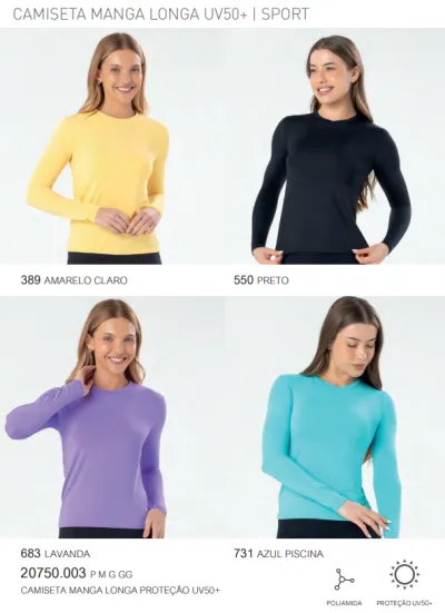 BLUSA FEMININO ADULTO MANGA LONGA PROTCAO PROTEÇÃO UV