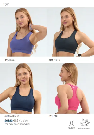 TOP FEMININO ADULTO FITNESS C/BOJO