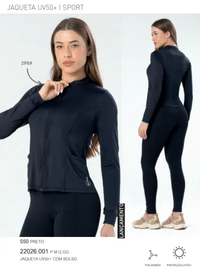 JAQUETA FEMININO ADULTO FITNESS PROTEÇÃO UV