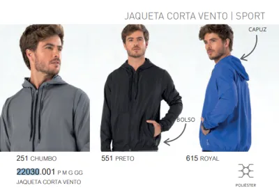 JAQUETA MASCULINO ADULTO CURTO VENTO