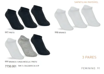 KIT3 MEIA FEMININO ADULTO SPT