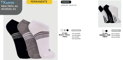 KIT MEIA SOQUETE INVISÍVEL C/3 R71