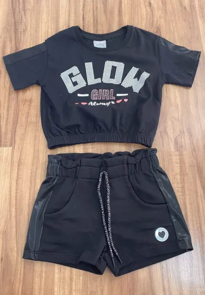 CONJUNTO FEMININO INFANTIL SEM MANGA+SHORT R02