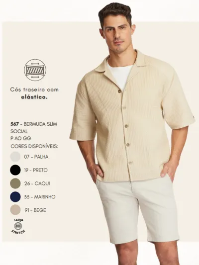 BERMUDA MASCULINO ADULTO SLIM