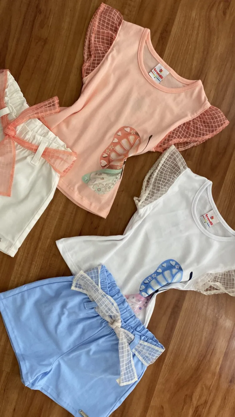 CONJUNTO FEMININO INFANTIL SEM MANGA R54