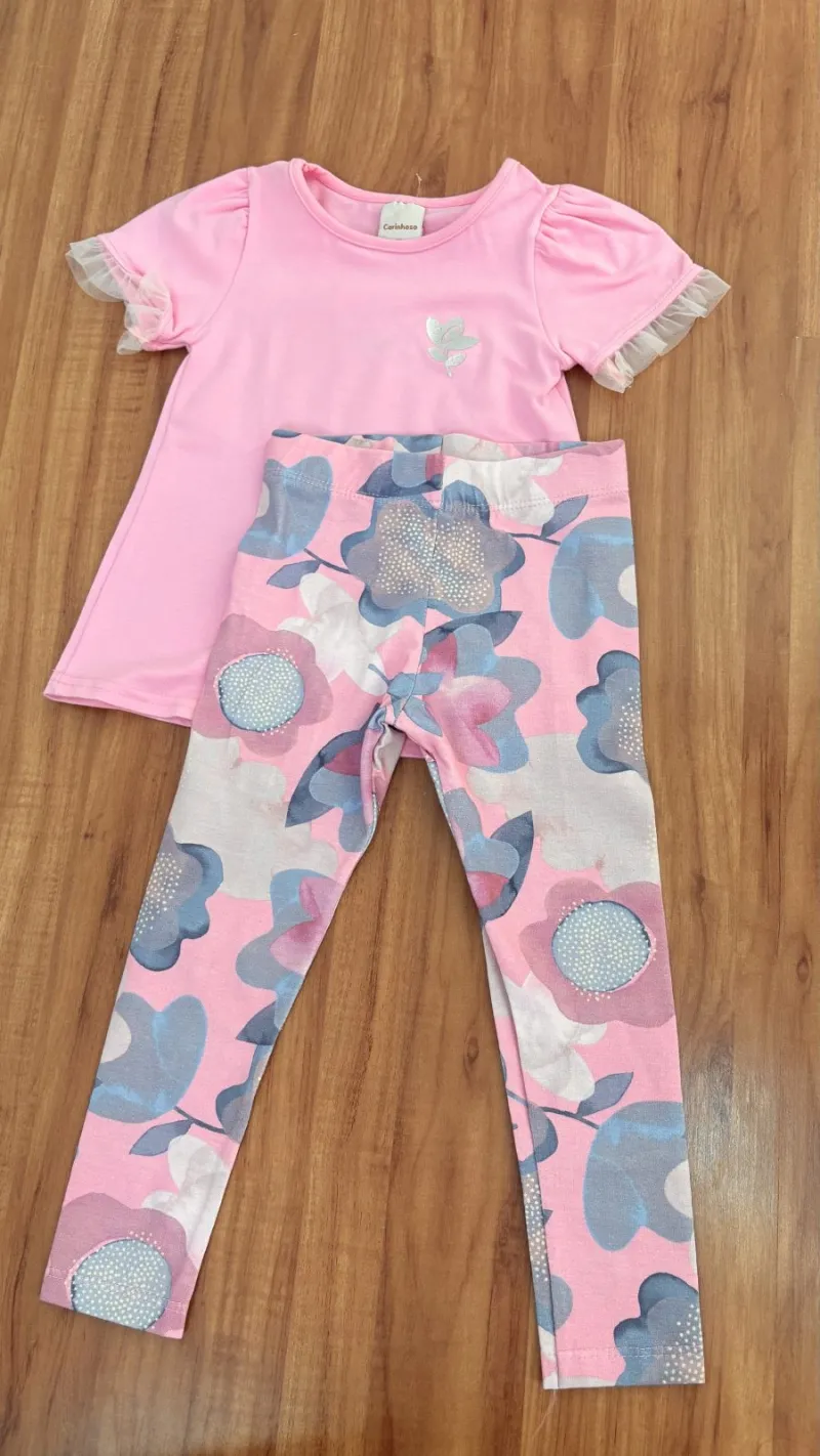CONJUNTO FEMININO INFANTIL SEM MANGA+CALÇA R09