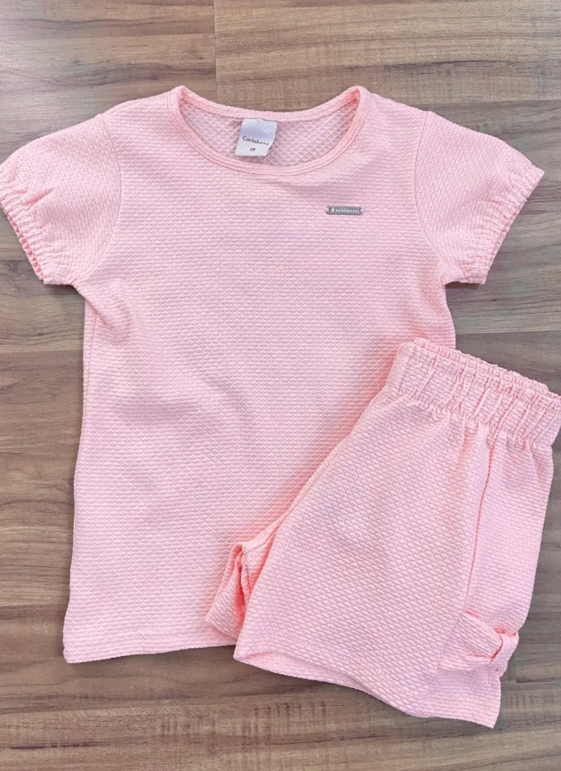 CONJUNTO FEMININO INFANTIL SEM MANGA+SHORTS R09