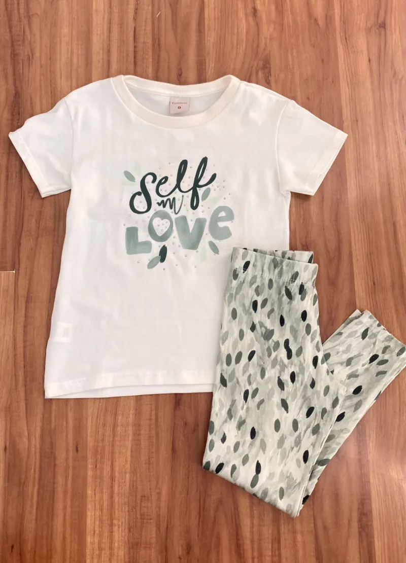 CONJUNTO FEMININO INFANTIL SEM MANGA+CALÇA R09