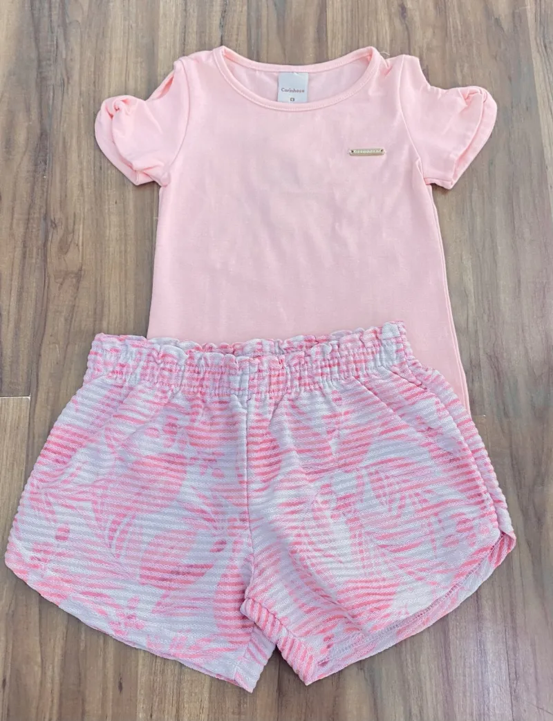 CONJUNTO FEMININO INFANTIL SEM MANGA+SHORTS R09