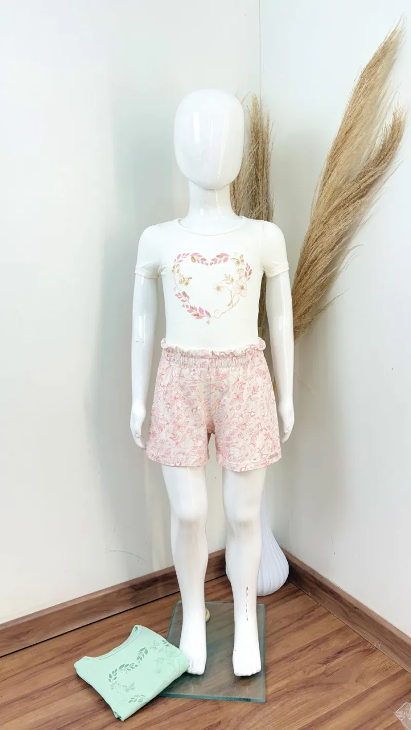 CONJUNTO FEMININO INFANTIL SEM MANGA+SHRT