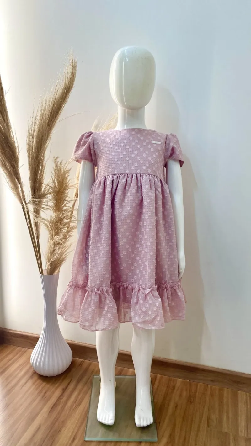 VESTIDO FEMININO INFANTIL SEM MANGA CURTO