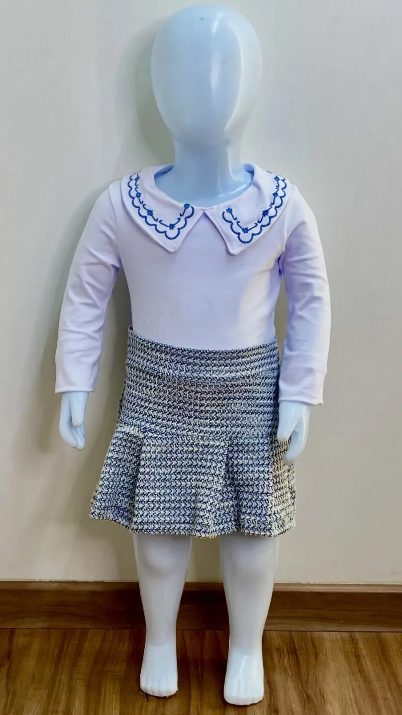 CONJUNTO FEMININO INFANTIL MANGA LONGA+SAIA