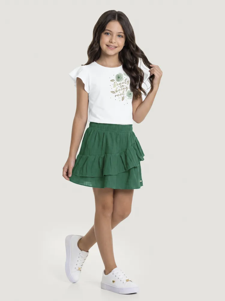 CARINHOSO — CONJUNTO FEMININO IND MANGA CURTA+SAIA