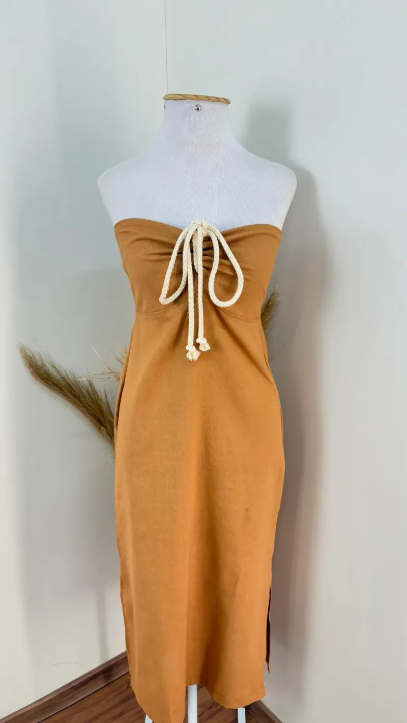 VESTIDO FEMININO C/ALÇA MIDI