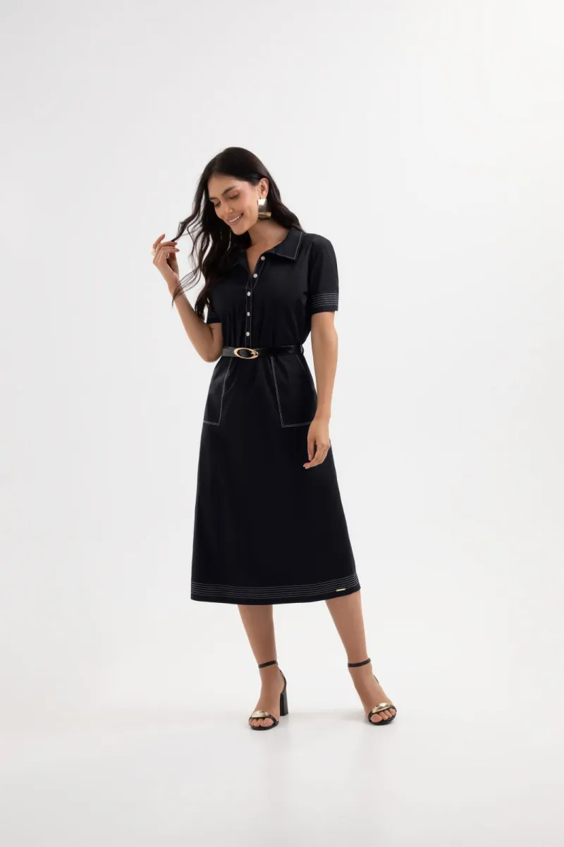 VESTIDO FEMININO ADULTO SEM MANGA MIDI