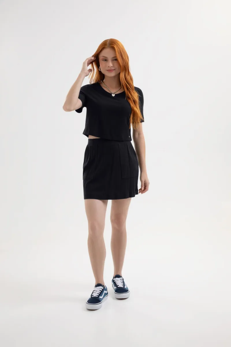CONJUNTO FEMININO INFANTIL SEM MANGA+SAIA