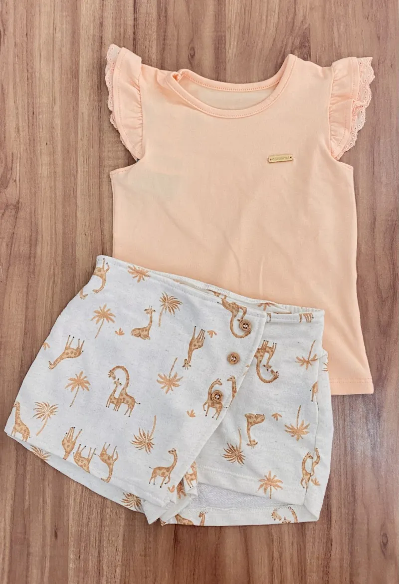 CONJUNTO FEMININO INFANTIL SEM MANGA+SHORTS R120