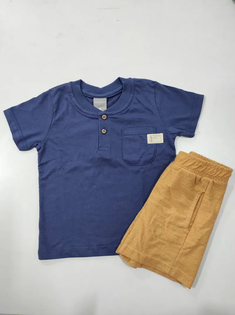 CONJUNTO MASCULINO INFANTIL SEM MANGA+SHORTS R120