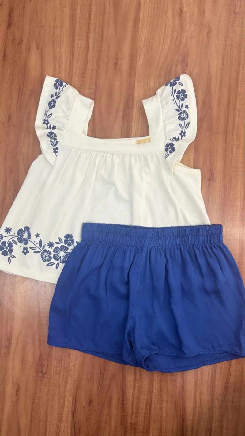 CONJUNTO FEMININO INFANTIL SEM MANGA+SHORTS R120