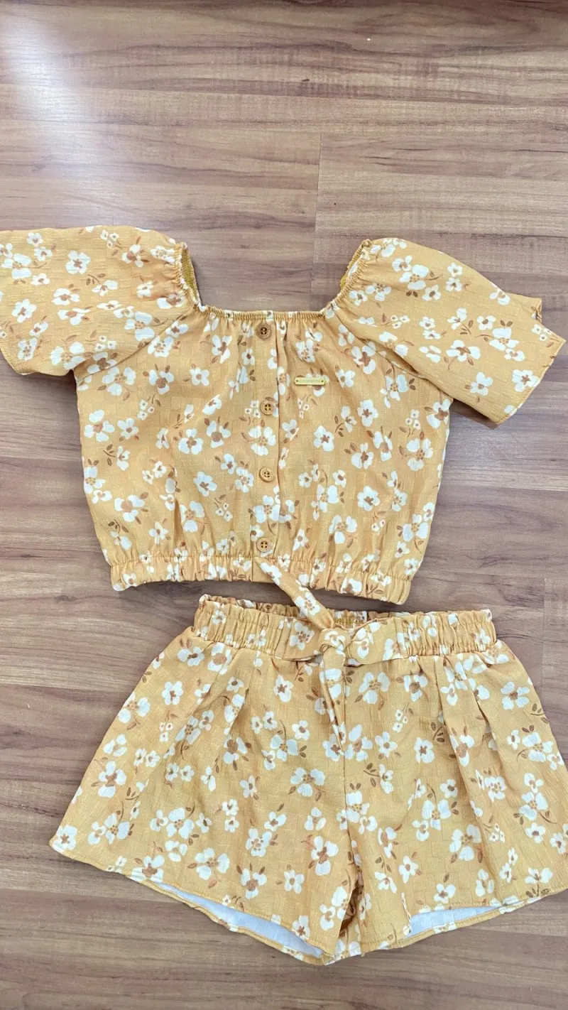CONJUNTO FEMININO INFANTIL SEM MANGA+SHORTS R120