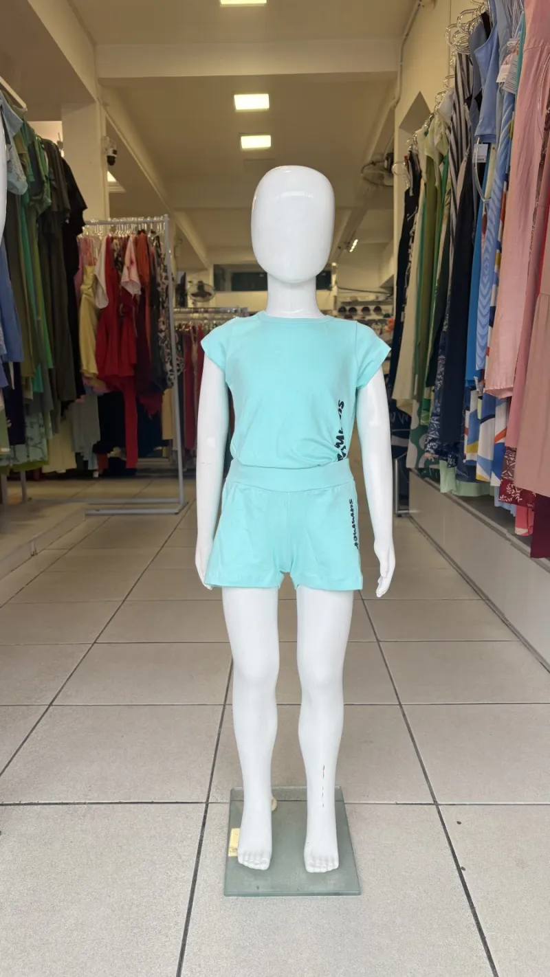 CONJUNTO FEMININO INFANTIL SEM MANGA+SHORTS R135