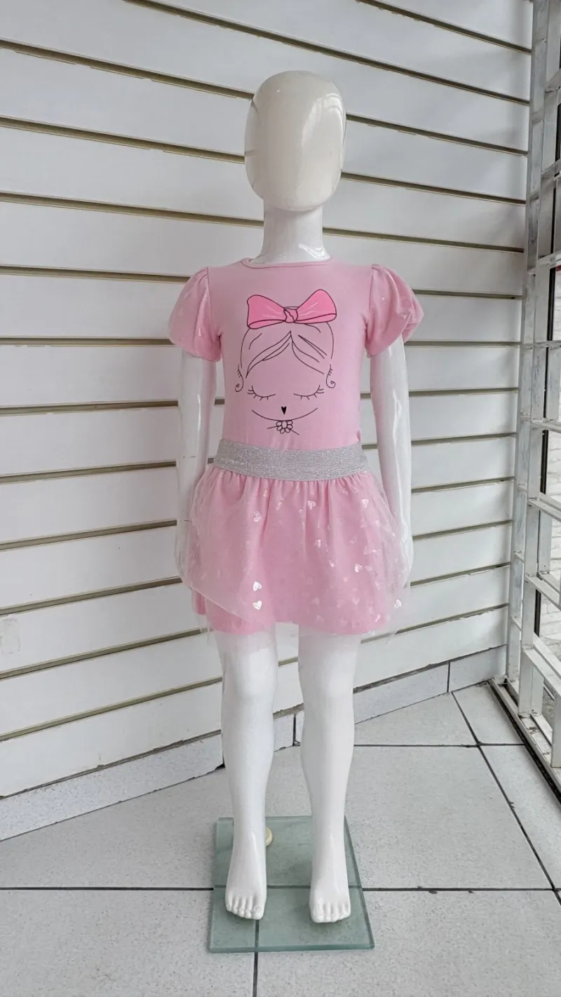 CONJUNTO FEMININO INFANTIL SEM MANGA+SAIA R135