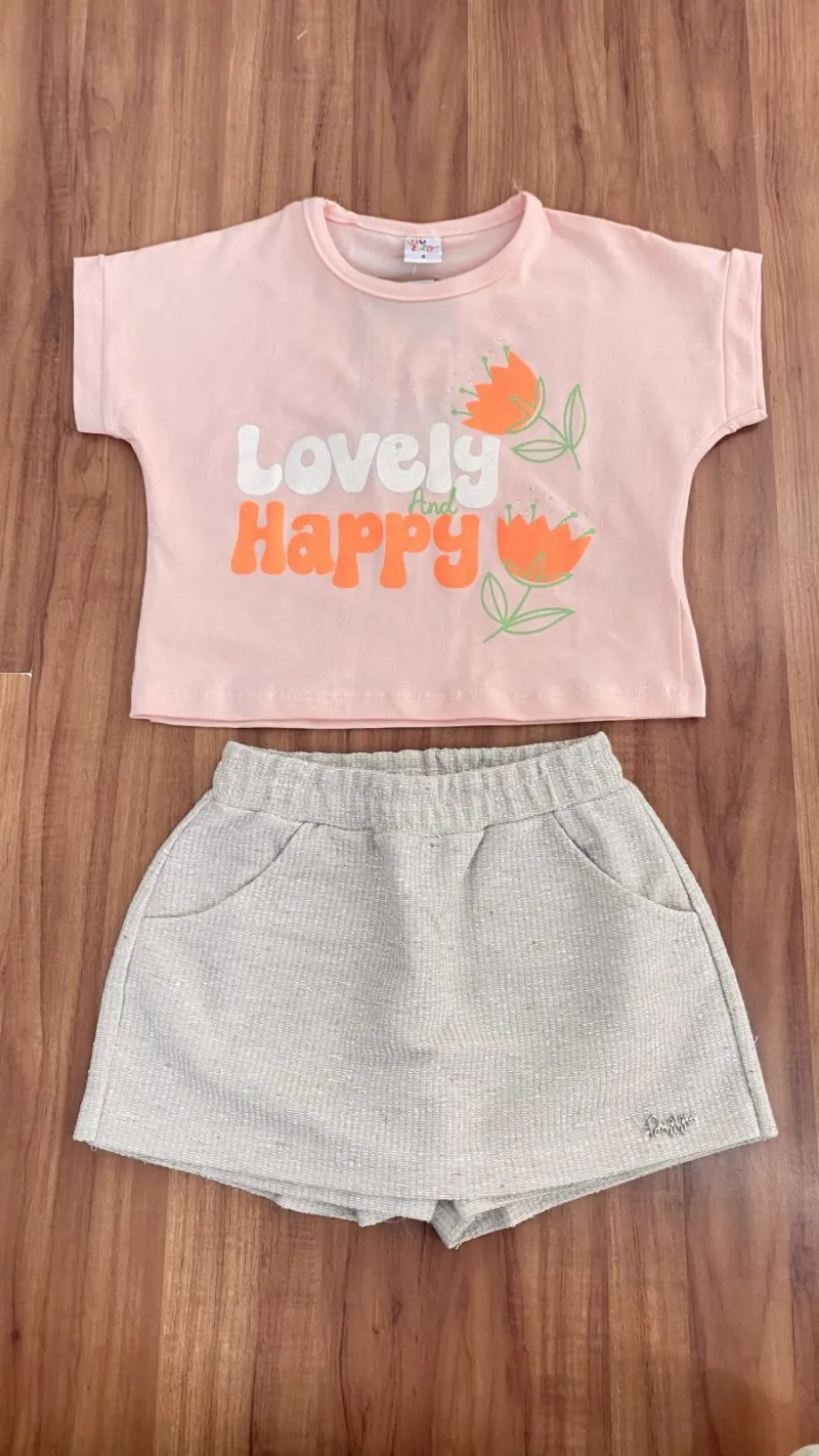 CONJUNTO FEMININO INFANTIL SEM MANGA+SHORTS R135