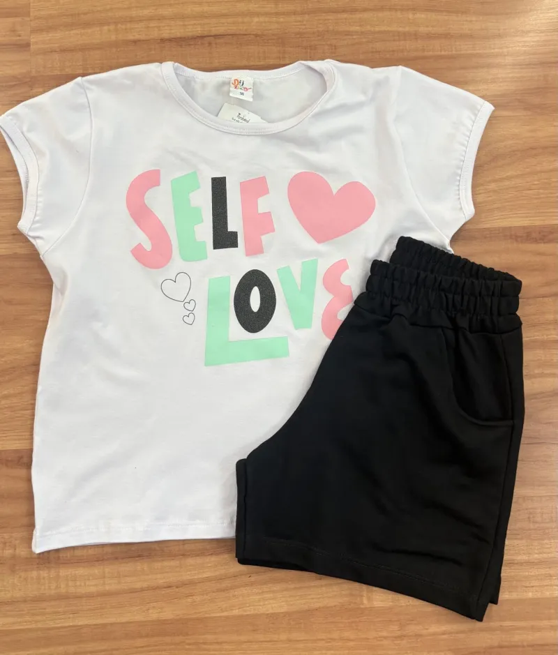 CONJUNTO FEMININO INFANTIL SEM MANGA+SHORTS R135