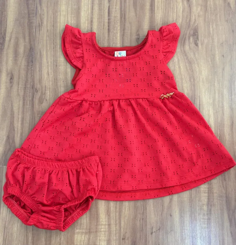 CONJUNTO FEMININO INFANTIL VESTIDO+TAPA FRALDA