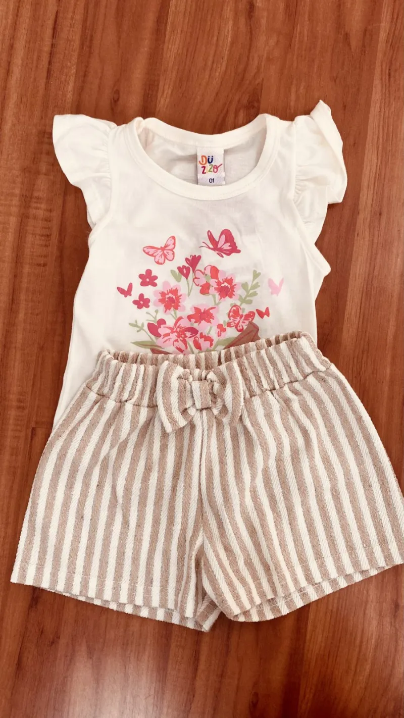 CONJUNTO FEMININO INFANTIL SEM MANGA+SHORTS R135