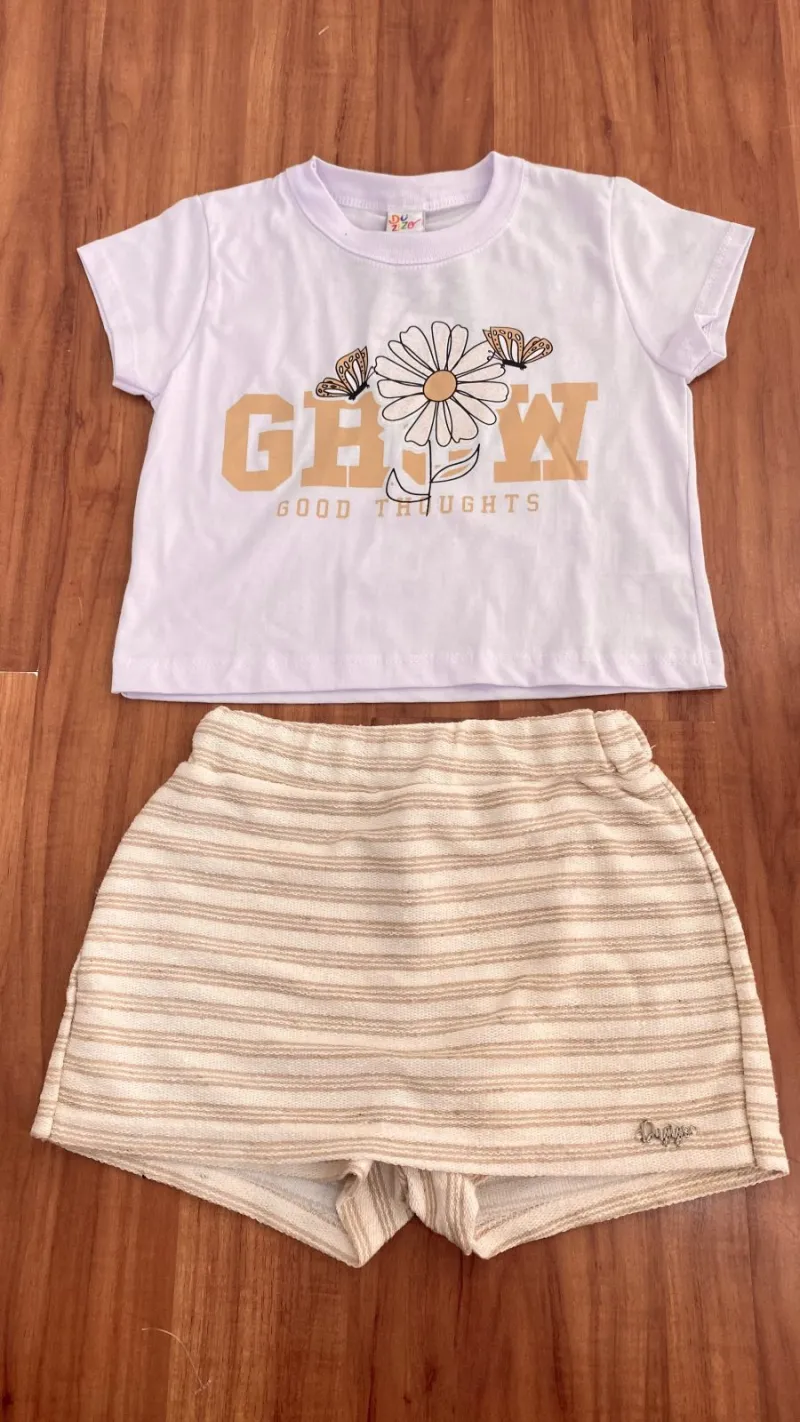 CONJUNTO FEMININO INFANTIL SEM MANGA+SHORTS SAIA