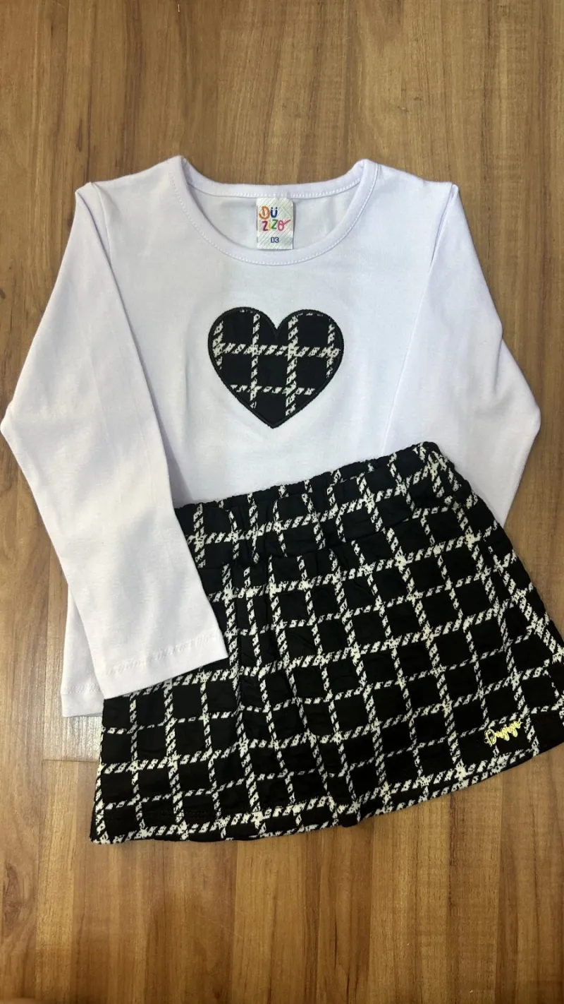 CONJUNTO FEMININO INFANTIL MANGA LONGA+SAIA R135
