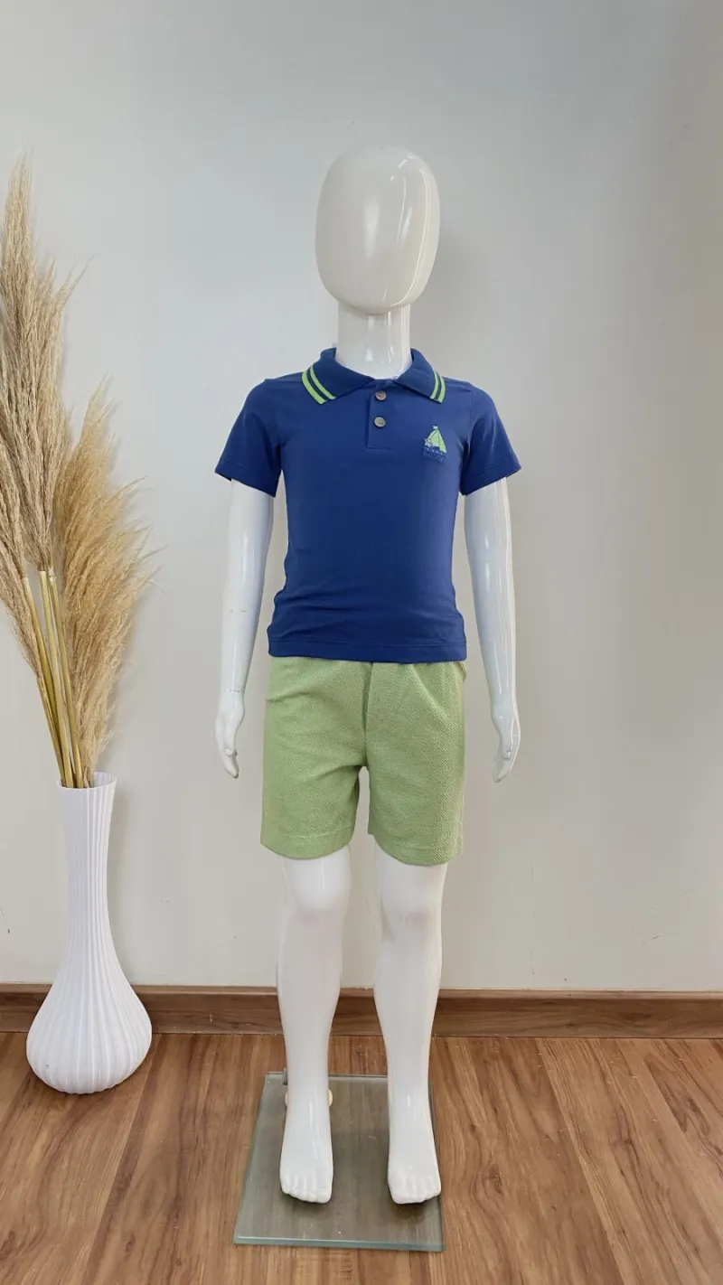CONJUNTO MASCULINO INFANTIL SEM MANGA POLO+BERMUDA