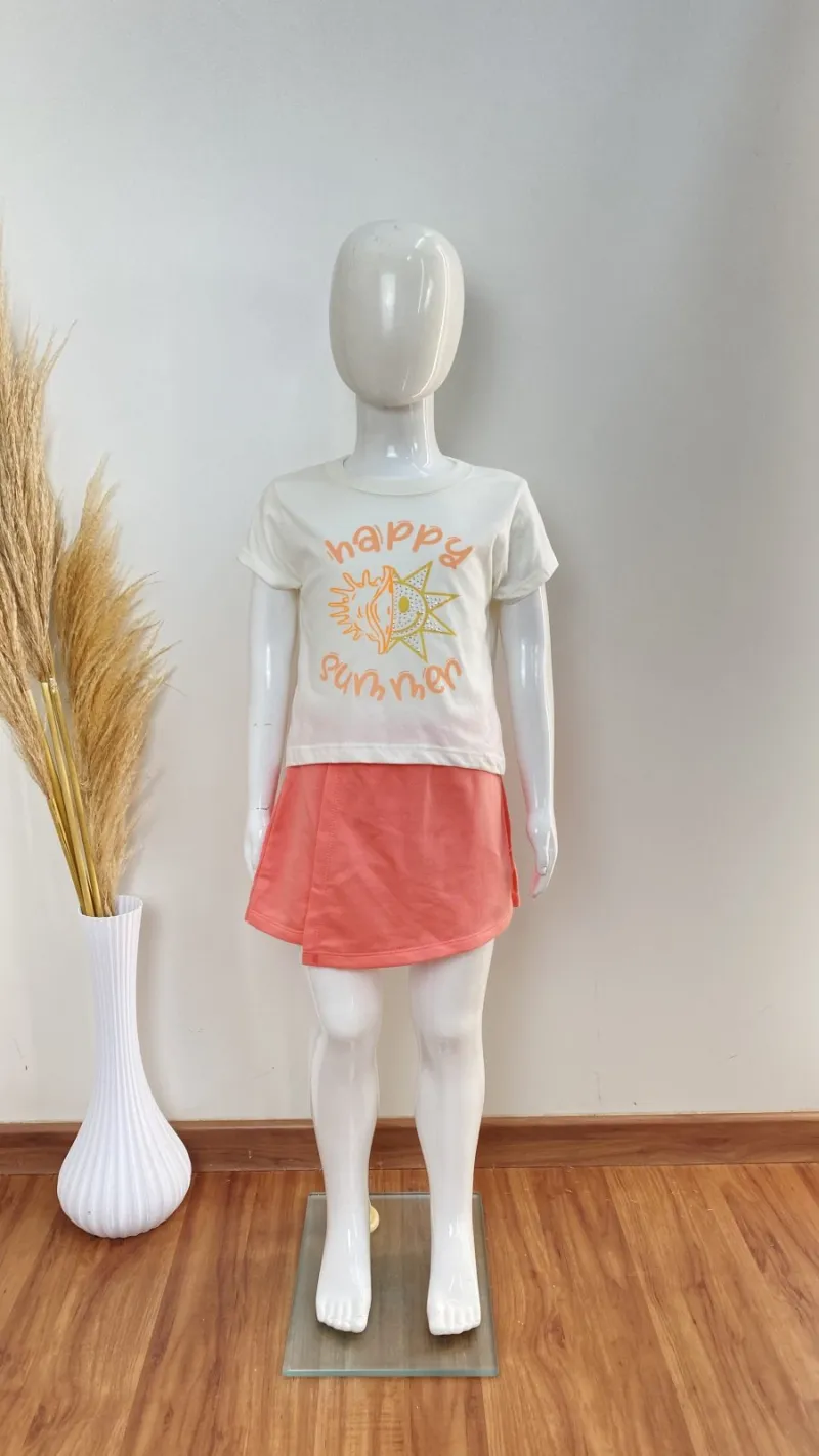 CONJUNTO FEMININO INFANTIL SEM MANGA+SHRT