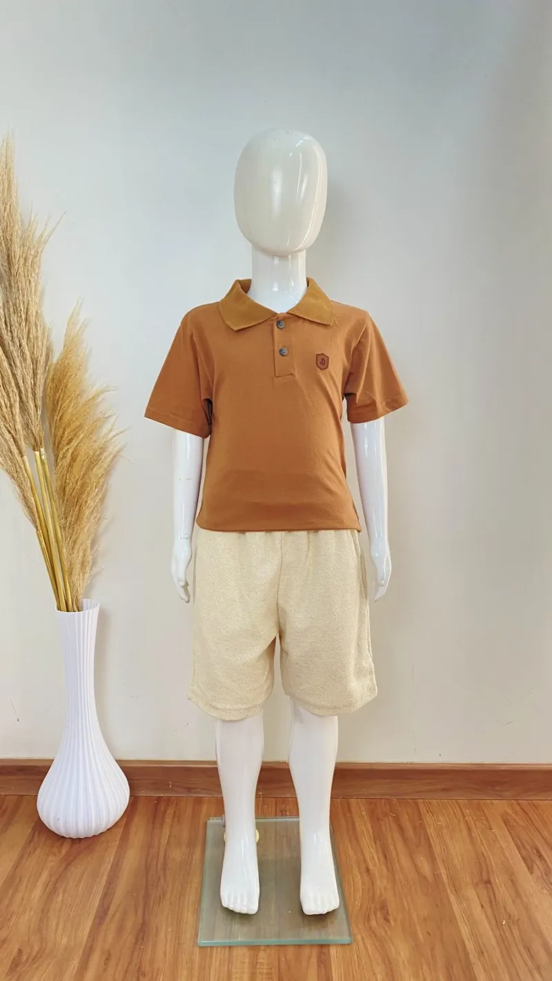 CONJUNTO MASCULINO INFANTIL POLO SEM MANGA+BRASIL