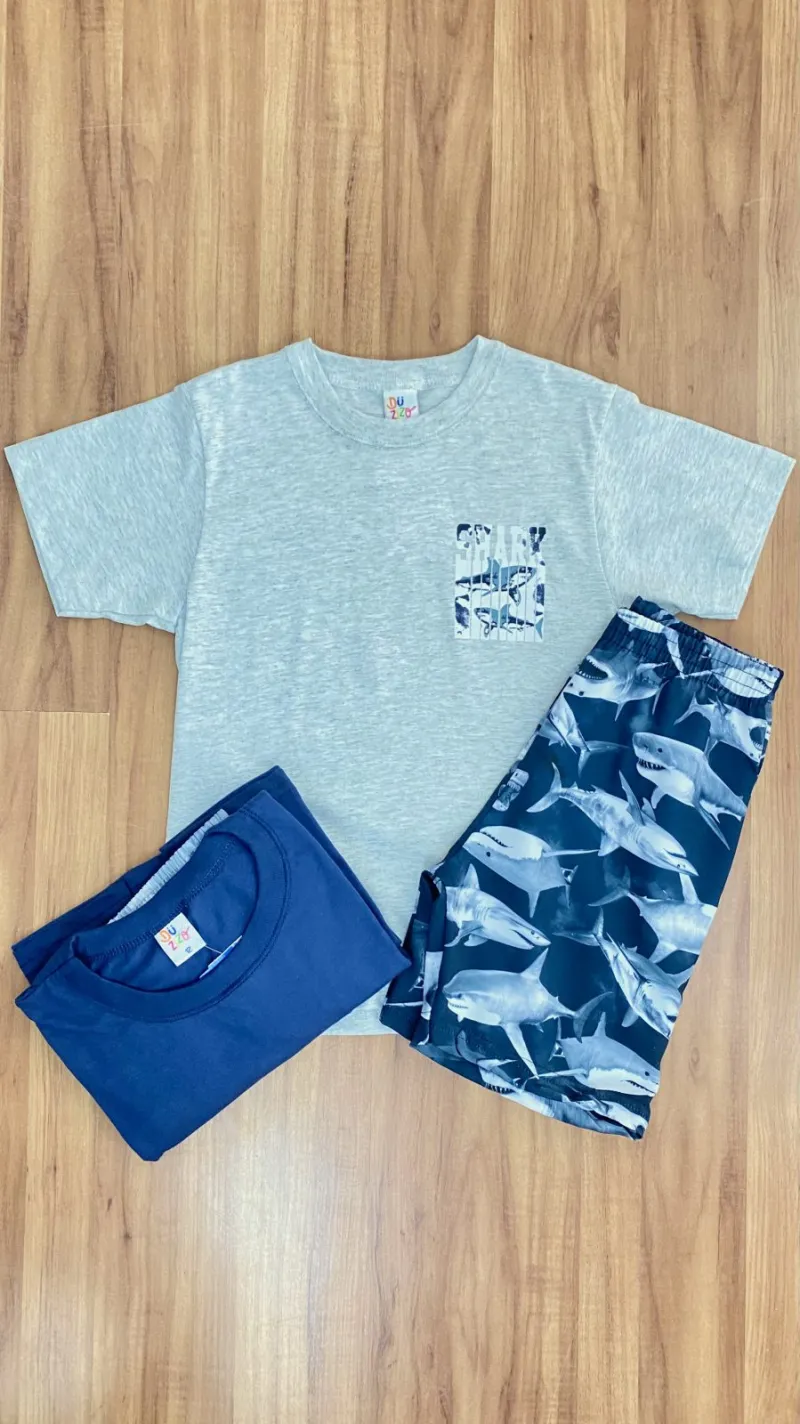 CONJUNTO MASCULINO INFANTIL SEM MANGA+BERMUDA