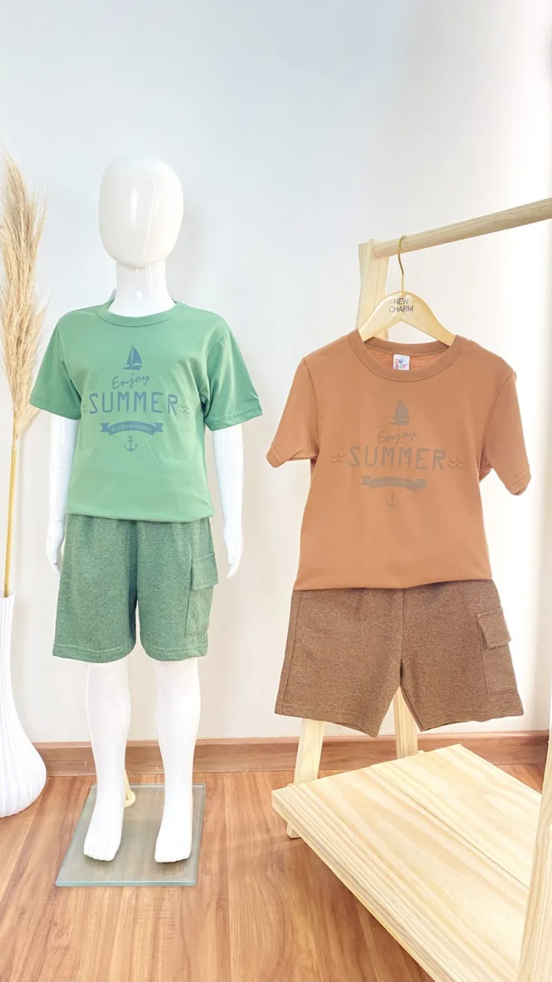 CONJUNTO MASCULINO INFANTIL SEM MANGA+BERMUDA