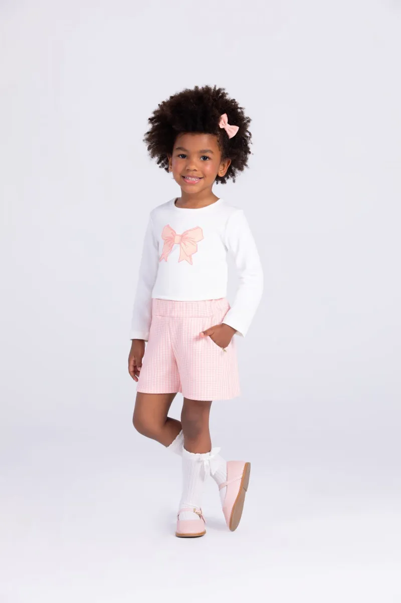 CONJUNTO FEMININO INFANTIL MANGA LONGA+SHORTS