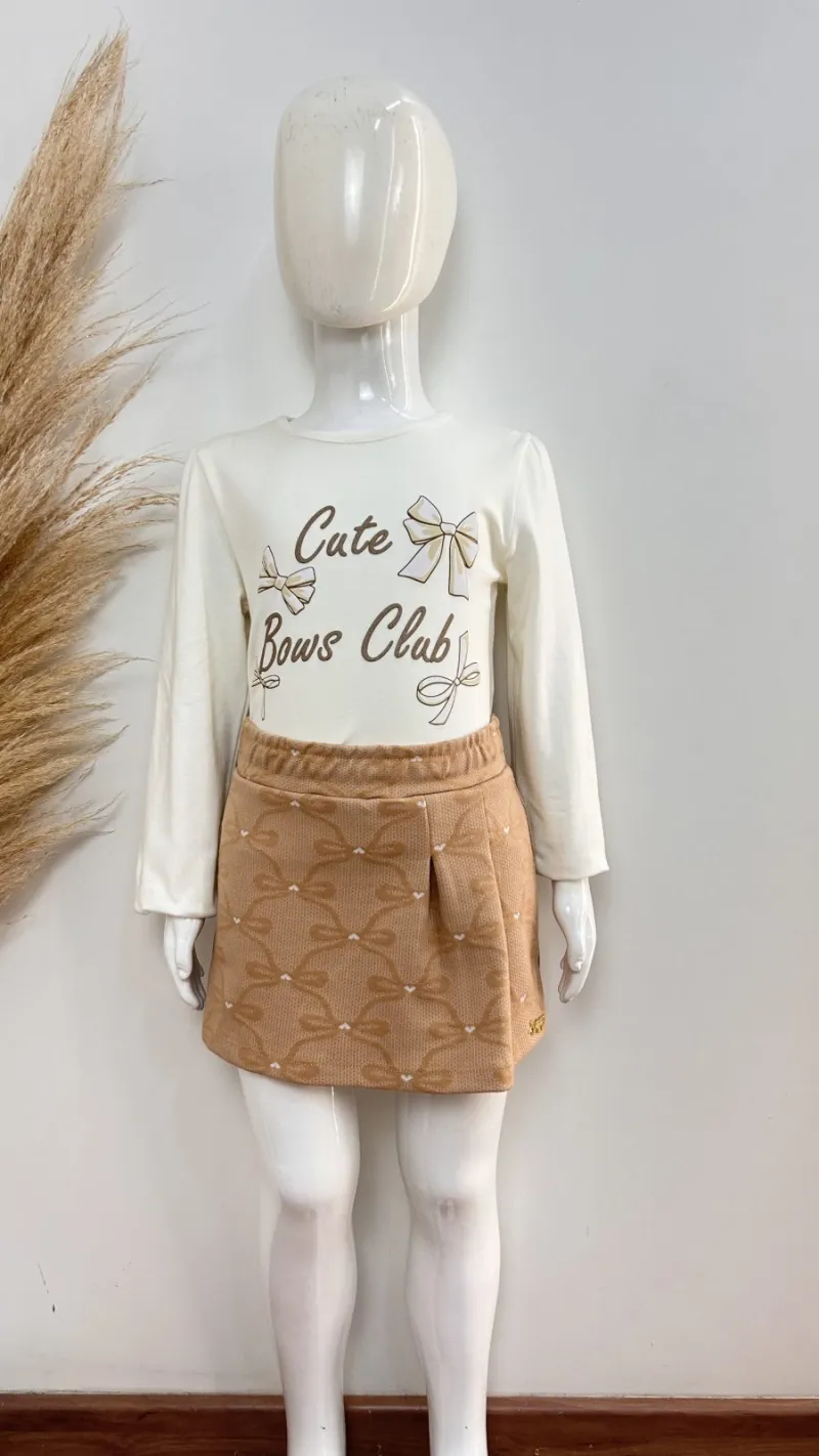 CONJUNTO FEMININO INFANTIL MANGA LONGA+SAIA