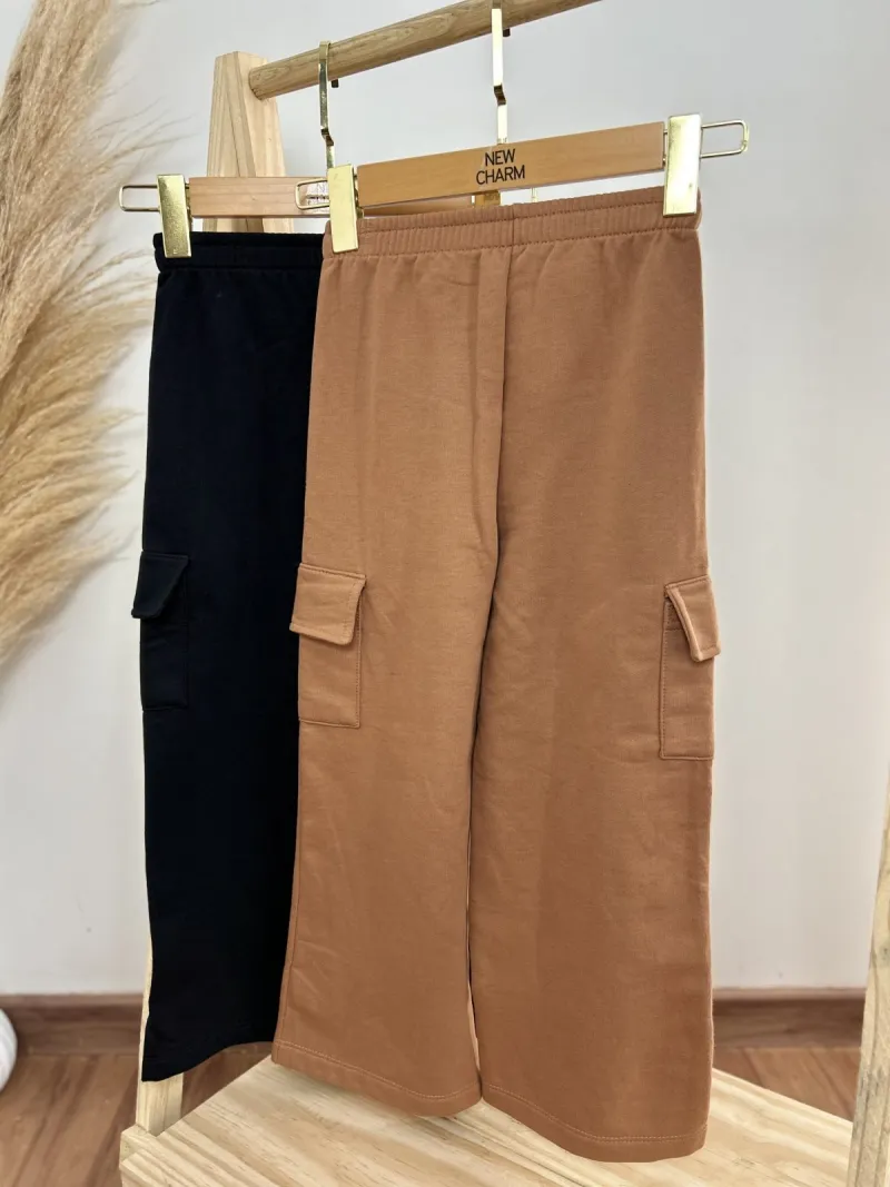 CALÇA FEMININO INFANTIL MOLETOM CARGO