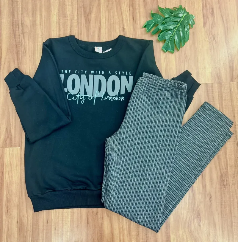 CONJUNTO FEMININO INFANTIL MOLETOM+CALÇA
