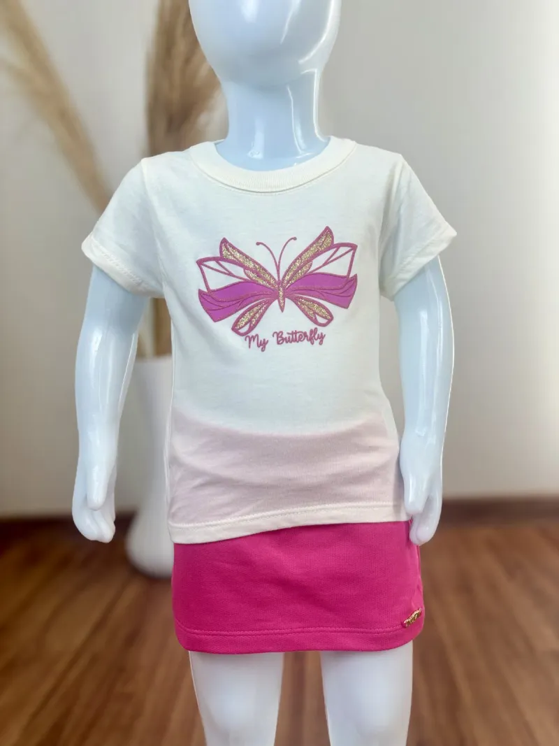 DUZIZO — CONJUNTO FEMININO INFANTIL SEM MANGA+SHORTS SAIA