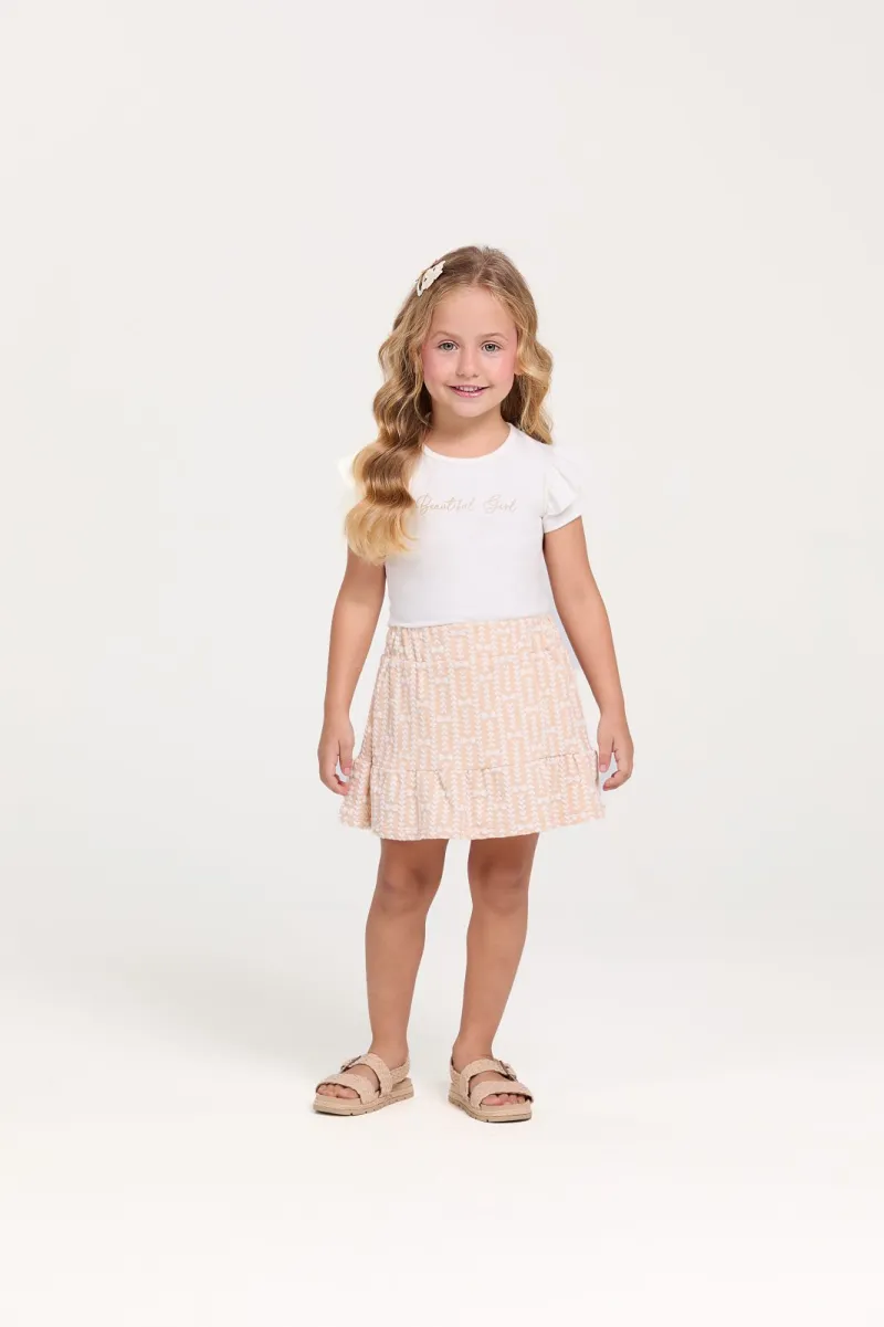 DUZIZO — CONJUNTO FEMININO INFANTIL MANGA CURTA+SHORTS SAIA