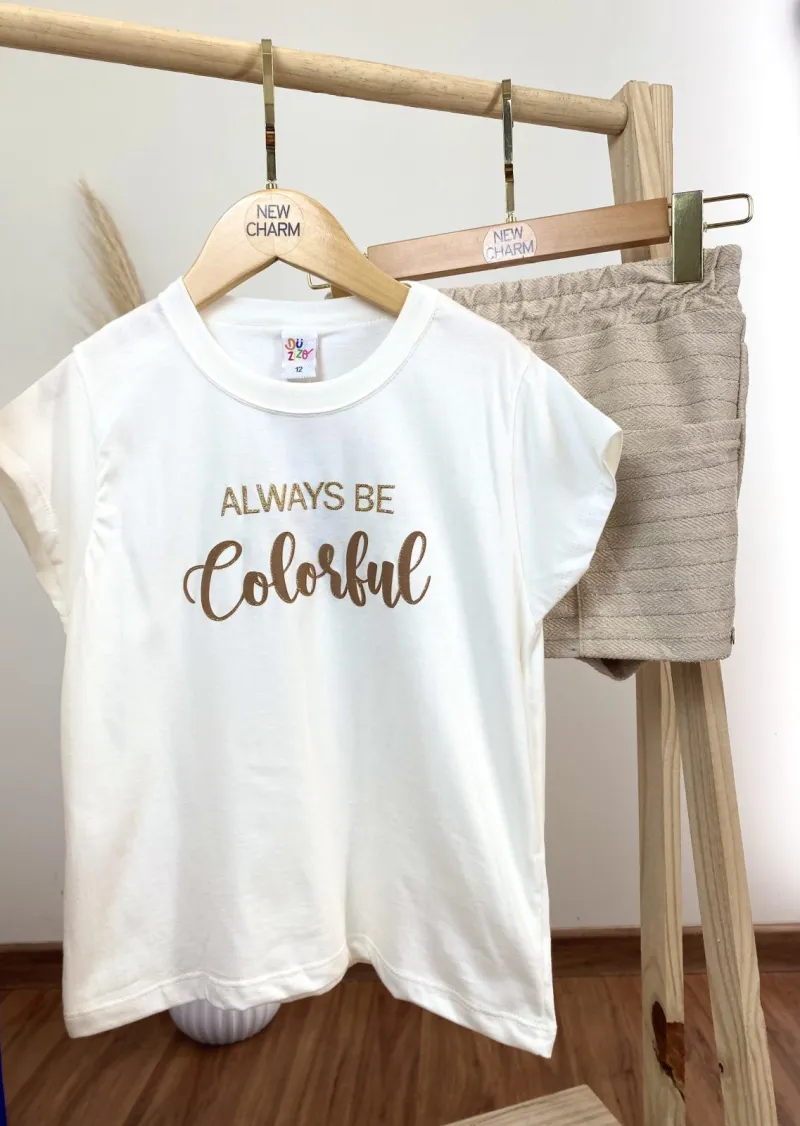DUZIZO — CONJUNTO FEMININO INFANTIL MANGA CURTA+SHORTS SAIA