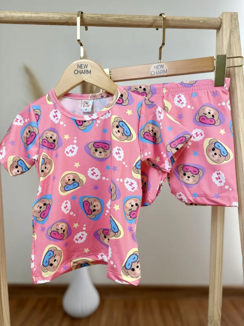 DUZIZO — PIJAMA FEMININO INFANTIL SEM MANGA+SHORTS