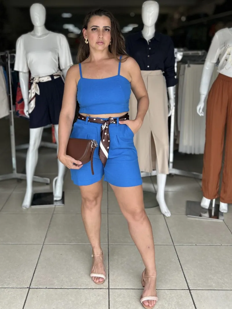 CONJUNTO FEMININO CROPPED+SHORT