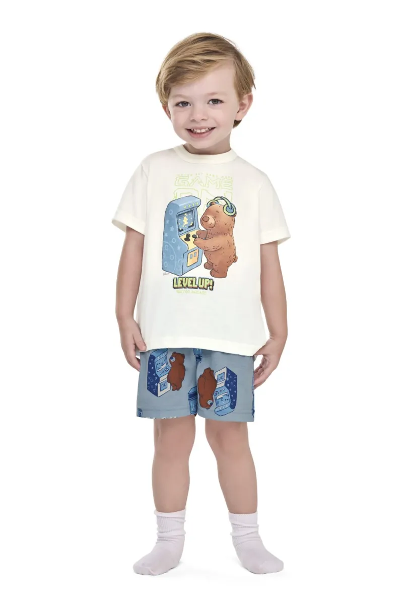 PIJAMA MASCULINO INFANTIL SEM MANGA+BERMUDA